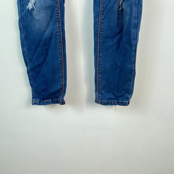 Indigo Rein Juniors 1 Blue Ripped High Rise Skinny Ankle Jeggings NWT AM80 - Picture 5 of 7